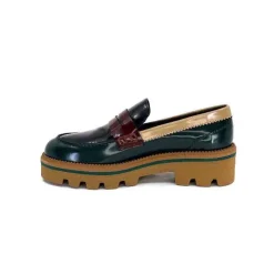 Elégant|Mocassins<JHay Mocassins 1128 Cuir Glacée Noir Bordeaux Vert
