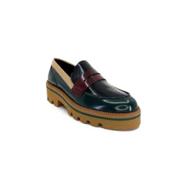 Elégant|Mocassins<JHay Mocassins 1128 Cuir Glacée Noir Bordeaux Vert