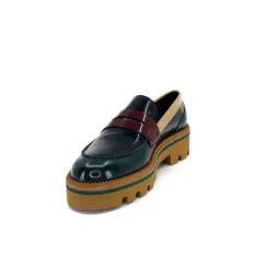 Elégant|Mocassins<JHay Mocassins 1128 Cuir Glacée Noir Bordeaux Vert