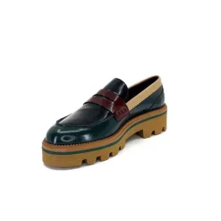 Elégant|Mocassins<JHay Mocassins 1128 Cuir Glacée Noir Bordeaux Vert