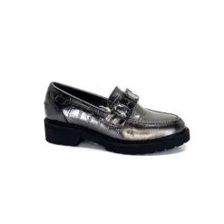 Masculin|Bijoux<Myma Mocassins 7023 Cuir Métal Anthracite