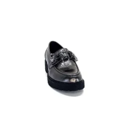 Masculin|Bijoux<Myma Mocassins 7023 Cuir Métal Anthracite