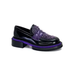 Elégant|Mocassins<Pertini Mocassins 32416 D7 Cuir Violet Noir