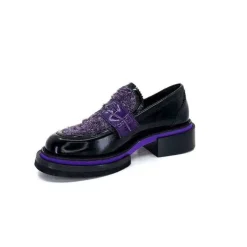 Elégant|Mocassins<Pertini Mocassins 32416 D7 Cuir Violet Noir