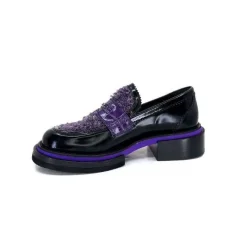 Elégant|Mocassins<Pertini Mocassins 32416 D7 Cuir Violet Noir