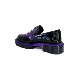 Elégant|Mocassins<Pertini Mocassins 32416 D7 Cuir Violet Noir