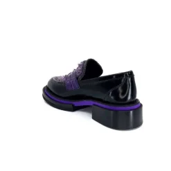 Elégant|Mocassins<Pertini Mocassins 32416 D7 Cuir Violet Noir