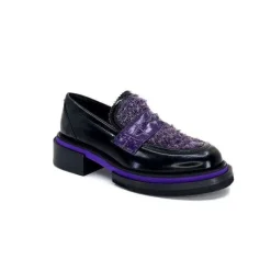 Elégant|Mocassins<Pertini Mocassins 32416 D7 Cuir Violet Noir