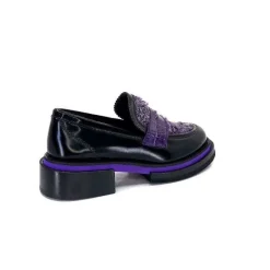 Elégant|Mocassins<Pertini Mocassins 32416 D7 Cuir Violet Noir