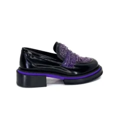 Elégant|Mocassins<Pertini Mocassins 32416 D7 Cuir Violet Noir