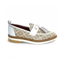 Masculin|Mocassins<Philippe Morvan Mocassins 6120 Cuir Raffia Beige Blanc