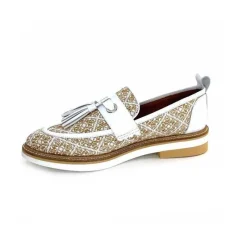 Masculin|Mocassins<Philippe Morvan Mocassins 6120 Cuir Raffia Beige Blanc