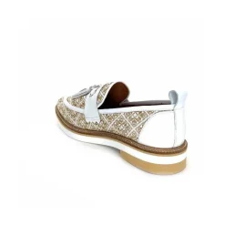 Masculin|Mocassins<Philippe Morvan Mocassins 6120 Cuir Raffia Beige Blanc