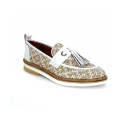 Masculin|Mocassins<Philippe Morvan Mocassins 6120 Cuir Raffia Beige Blanc
