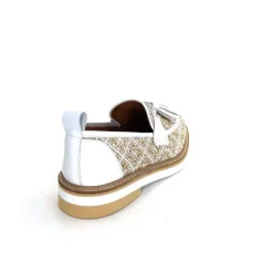 Masculin|Mocassins<Philippe Morvan Mocassins 6120 Cuir Raffia Beige Blanc