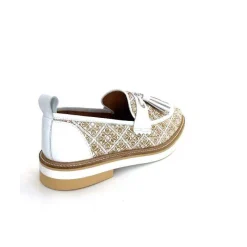 Masculin|Mocassins<Philippe Morvan Mocassins 6120 Cuir Raffia Beige Blanc