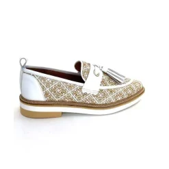 Masculin|Mocassins<Philippe Morvan Mocassins 6120 Cuir Raffia Beige Blanc