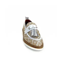 Masculin|Mocassins<Philippe Morvan Mocassins 6120 Cuir Raffia Beige Blanc