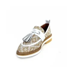 Masculin|Mocassins<Philippe Morvan Mocassins 6120 Cuir Raffia Beige Blanc