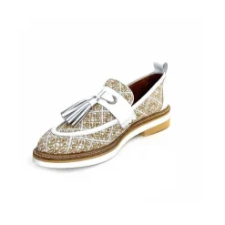Masculin|Mocassins<Philippe Morvan Mocassins 6120 Cuir Raffia Beige Blanc