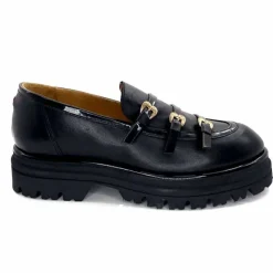 Féminin|Fantaisie<GioPiu Mocassins Plateforme Mia 01 Cuir Noir