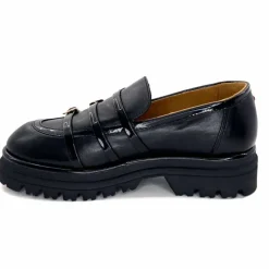 Féminin|Fantaisie<GioPiu Mocassins Plateforme Mia 01 Cuir Noir