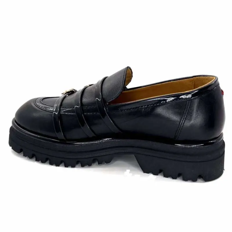 Féminin|Fantaisie<GioPiu Mocassins Plateforme Mia 01 Cuir Noir