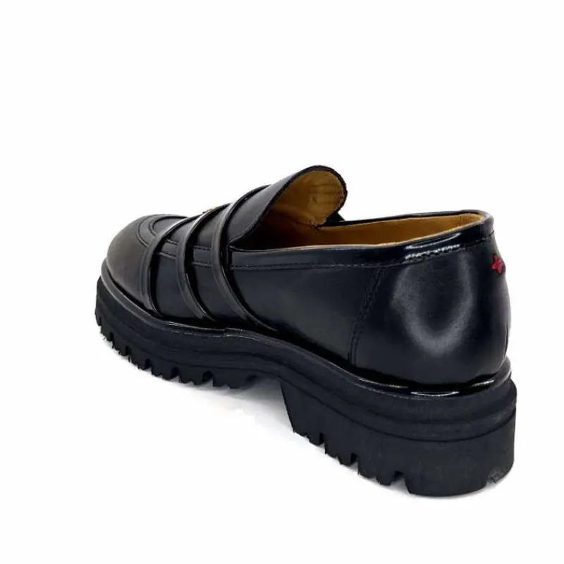 Féminin|Fantaisie<GioPiu Mocassins Plateforme Mia 01 Cuir Noir