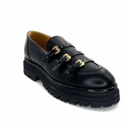 Féminin|Fantaisie<GioPiu Mocassins Plateforme Mia 01 Cuir Noir