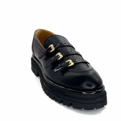 Féminin|Fantaisie<GioPiu Mocassins Plateforme Mia 01 Cuir Noir