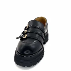 Féminin|Fantaisie<GioPiu Mocassins Plateforme Mia 01 Cuir Noir