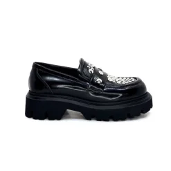 Rock|Fantaisie<Elena iachi Mocassins Plateforme Strategia A5508T Cuir Noir