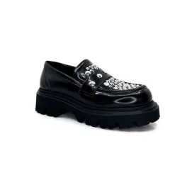 Rock|Fantaisie<Elena iachi Mocassins Plateforme Strategia A5508T Cuir Noir