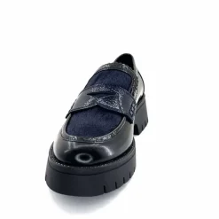 Masculin|Animalier<Regarde Le Ciel Mocassins Leticia 02 Cuir Glacé &amp; Marine Noir
