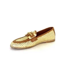 Masculin|Mocassins<AS 98 MocassinsB77101-101 Cuir Raffia Doré Marron