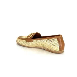 Masculin|Mocassins<AS 98 MocassinsB77101-101 Cuir Raffia Doré Marron