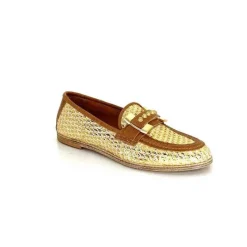 Masculin|Mocassins<AS 98 MocassinsB77101-101 Cuir Raffia Doré Marron