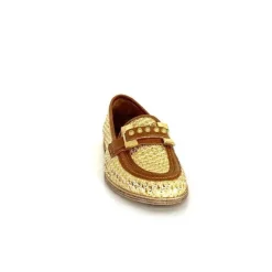 Masculin|Mocassins<AS 98 MocassinsB77101-101 Cuir Raffia Doré Marron