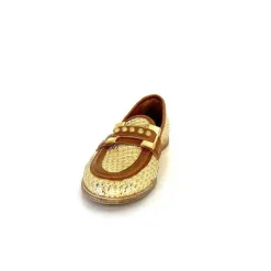 Masculin|Mocassins<AS 98 MocassinsB77101-101 Cuir Raffia Doré Marron