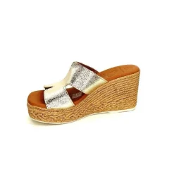 Vacances|Compensées & Plateformes<oh my sandals - innova footwear Mules à Talon Compenssées Ivoire 5458 Cuir Or