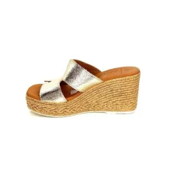 Vacances|Compensées & Plateformes<oh my sandals - innova footwear Mules à Talon Compenssées Ivoire 5458 Cuir Or