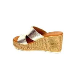 Vacances|Compensées & Plateformes<oh my sandals - innova footwear Mules à Talon Compenssées Ivoire 5458 Cuir Or