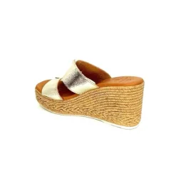 Vacances|Compensées & Plateformes<oh my sandals - innova footwear Mules à Talon Compenssées Ivoire 5458 Cuir Or