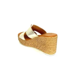 Vacances|Compensées & Plateformes<oh my sandals - innova footwear Mules à Talon Compenssées Ivoire 5458 Cuir Or