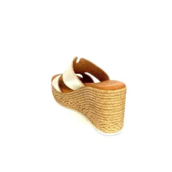 Vacances|Compensées & Plateformes<oh my sandals - innova footwear Mules à Talon Compenssées Ivoire 5458 Cuir Or