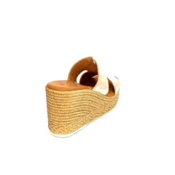 Vacances|Compensées & Plateformes<oh my sandals - innova footwear Mules à Talon Compenssées Ivoire 5458 Cuir Or