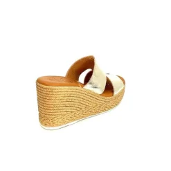 Vacances|Compensées & Plateformes<oh my sandals - innova footwear Mules à Talon Compenssées Ivoire 5458 Cuir Or