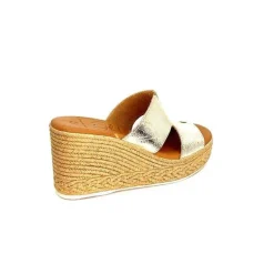 Vacances|Compensées & Plateformes<oh my sandals - innova footwear Mules à Talon Compenssées Ivoire 5458 Cuir Or