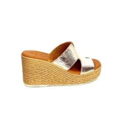 Vacances|Compensées & Plateformes<oh my sandals - innova footwear Mules à Talon Compenssées Ivoire 5458 Cuir Or