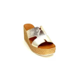 Vacances|Compensées & Plateformes<oh my sandals - innova footwear Mules à Talon Compenssées Ivoire 5458 Cuir Or